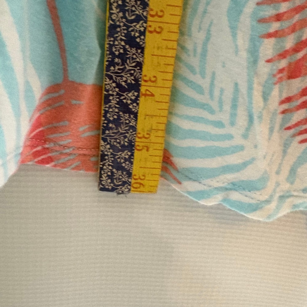 Ellen Tracy Palm Print Nightgown Womens M Blue Coral‎ White Casual Comfy Soft - Picture 7 of 7